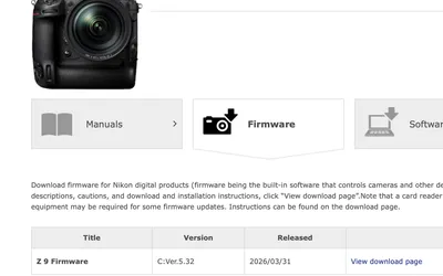 Nikon Z9 firmware update to v5.32